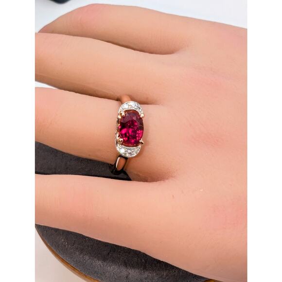 Eterno Rose Gold 925 Sterling Bella Luce Remy Cut Lab Ruby & White CZ Ring Sz 8 - Picture 4 of 9